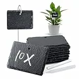 WLWNWFT Pflanzenschilder zum Beschriften 10er Set, Schiefer Pflanzschilder für Draussen, Schilder aus Schiefer inkl. Kreidestift, Pflanzenstecker für Kräuter, Blumen, Gemüse, 10 x 7 cm