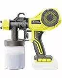 Tilswall Akku Farbsprühsystem für 18V, Elektro Lackierpistole für Zäune, Schuppen, Möbel und Wände (Akku Nicht enthalten)(Gelbgrün)