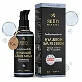 Satin Naturel Hyaluron Serum Hochdosiert 50ml – Bio Hyaluronsäure Serum Gesicht – Anti-Aging Feuchtigkeitsserum – Vegan – 24h Feuchtigkeit – Gesichtspflege für Frauen und Männer