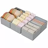 DIMJ Schubladen Ordnungssystem Schubladen Organizer - Aufbewahrungsbox Stoff, Schubladeneinsätze für Kleiderschränke, Kleiderschrank Organizer für Kleidung, 4 Stück, Grau Classic