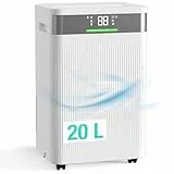 HAUSHOF Luftentfeuchter Elektrisch 20L/Tag, 41dB Leiser Entfeuchter Elektrisch mit Negativ-Ionen für 30m² Raum mit 4,5 L Tank und LED Anzeige, 3 Modi Tragbarer Raumentfeuchter für Schlafzimmer, Keller