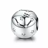 LaMenars Damen 12 Konstellationen Sternzeichen Stern Bead Charms 925 Sterling Silber Anhänger für Pandora, Chamilia & European Charm Armbänder & Halsketten (der Wassermann: 1.20-2.18)