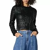 The Drop Sofia Metallic Cable Sweater Pullover, Schwarze Folie, S