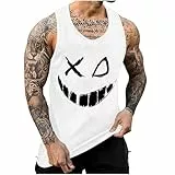 KOG Tank Top Herren Sport Tanktop Sommer Unterhemd Ärmelloses Tee Grafik Drucken Shirt 2025 Baumwolle Kleidung Junge Top Basic Tops Männer Leicht Oberteil Weiß XL