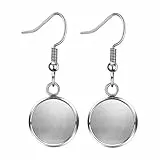 LANBEIDE 40 Packungen Ohrringe, Drahthaken, Rohlinge, passend für 12 mm Cabochon-Fassungen, Edelstahl-Ohrring-Lünette für DIY-Schmuckherstellung (Silber)