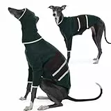 IECOii Whippet Kleidung mit Beruhigender Kapuze,Warmer Hundepullover mit Langarm,Rollkragen Greyhound Thermomantel,Whippet Pullover mit Beinen,Hundesweatshirt,Lurcher Pullover,Grün,S