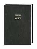 Terminer A5, Leder schwarz 2027: Schwarzer Terminkalender mit hochwertigem Kunstledereinband. Wochenplaner mit Zitaten und Lesebändchen. Taschenkalender 2027 zum Planen von Terminen.
