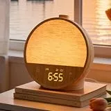 blonbar Tageslichtwecker, Lichtwecker mit Sonnenaufgang, Nachttischlampen mit 10 Naturgeräusche & 10 Weißgeräusche, Tischlampe mit RGB-Stimmungsnachtlicht, Sanfter Wecker für Schlafzimmer & Kinderzimm