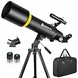 Teleskop für Erwachsene, 90 mm Blende, 600 mm Refraktor-Teleskop für Kinder und Anfänger, Teleskope für Erwachsene, Astronomie mit Handtasche und Handy-Adapter