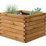 dobar® 29220FSCe Hochteich Alea | Gartenteich aus Massiv-Holz | Miniteich für Garten/Terrasse/Balkon | Teich für den Garten inkl. Teichfolie | 78 x 78 x 60 cm | Braun
