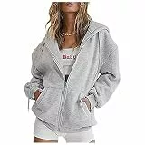MeiLyviba Damen Kapuzenjacke Kapuzenpullover Vintage Oversize Sweatjacke Sweatshirt College Jacke Übergangsjacke Zip Hoodie Hoody Mit Kapuze Kapuzenjacke Y2K Teenager Mädchen Kaputzenpullis