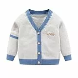 Fnaobai Kleinkind Baby Jungen Strickjacke kleine Jungen V-Ausschnitt Baumwolle Pullover Kinder Lange Ärmel Jacke Stricken Knopf Up für Herbst Winter