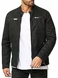 Redbridge Robuste Bikerjacke mit Reißverschluss und Stehkragen – Lässige Übergangsjacke Schwarz M