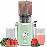 LINKChef Entsafter Slow Juicer, Entsafter Gemüse und Obst Testsieger mit 115 mm großem, für ganze Früchte/Gemüse, Blitzreiniger, Einfacher Installation, BPA Frei, 200w hellgrün