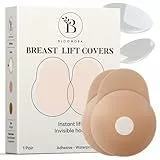 BLOOMORA Nippelcover mit Lift – Selbstklebende Silikon Brustanheber für Frauen – Unsichtbare & Wiederverwendbare BH-Alternative mit Zuglasche – Größe 1 (Cup A–B) – Crème