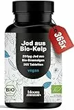 Jod Tabletten aus Bio-Kelp hochdosiert - 365 Tabletten - 200 µg Jodtabletten, vegan & produziert in Deutschland - Verpackung kann variieren