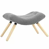 HOMCOM Sitzhocker Hocker mit weichem Sitzkissen Holzbeinen Fußhocker mit Berberfleece-Stoff Polsterhocker Ottoman für Schlafzimmer, Wohnzimmer, Dunkelgrau