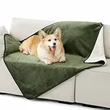 Lesure Wasserdichte Hunde-Decke - 100x120cm, Outdoor, Waschbar, Sherpa Fleece, Olivgrün