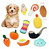 Reyshin 10 Stück Quietschspielzeug Plüsch Hundespielzeug, Obst Snacks und Gemüse für Hunde Quietschendes Spielzeug für Haustier Interaktives Spielzeug für Hunde (H02)