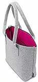 Tebewo kleine/mittlere Damen-Handtasche,City-Bag aus Filz, verschließbare Einkaufs-Tasche mit Reissverschluss Innentaschen und Henkel, Shopping-Bag (grau/magenta)