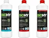 BiOHY Profi Starter Reinigungsmittel-Set mit Dosierer (3 x 1 L) | WC-, Fenster- und Bodenreiniger | Ökologisch und veganes Reinigungsmittel für nachhaltige Reinigungen | chemiebeständig