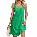 Damen Sommerkleid Ärmellos Tank Kleid Leicht und Luftig Spaghetti Trägerkleid Casual Sommer Swing Kleid (DE/NL/SE/PL, Alphanumerisch, XXL, Regular, Regular, Dunkelgrün)