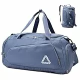 Suweir Sporttasche Damen 45L Reisetasche Herren mit Schuhfach Nassfach Wasserdicht Weekender Travel Gym Duffle Bag mit Rucksack Schwimmtasche Trainingstasche Badetasche für Sport, Reisen (Blau)
