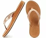 ONCAI Damen Zehentrenner Flip Flops Sommer Sport Schwimmbad Strand Komfort Strand Plattform Sandalen Badelatschen Gummifußbett Khaki Größe 40