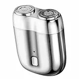 LOPHE Tragbarer Mini Rasierer Elektrischer, Elektrisch Kapsel Rasierer Unisex, Kabellos Rotationsrasierer mit 7000rpm, Leistungsstarker Mini Shaver für die Reiserasur, Silber