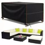 MUPAS Abdeckung Gartenmöbel Wasserdicht Winddicht Schwerlast 420D Oxford Gewebe Verbessertes Abdeckplane Gartenmöbel für Outdoor-Sofa Gartentische, Stühle und Möbelsets 350 x260 x90cm