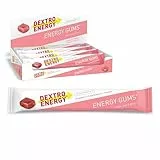 Dextro Energy Gums Strawberry Rhababer + Vitamins - 8x45g (8er Pack), High Carb Sport Gummies zur schnellen Kohlenhydrate Versorgung