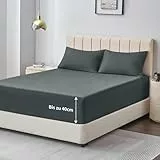 Aisbo Spannbettlaken 180x200cm Bettlaken Boxspringbett - Bett Laken Grau 180x200 aus Premium Mikrofaser, weiches Spannbetttuch 180 x 200 Anthrazit Steghöhe 40cm für Wasserbett Bed Fitted Sheet