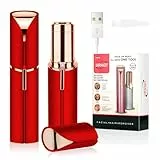 URAQT Gesichtshaarentferner für frauen, USB Elektrischer Haarentfernung, Schmerzfreie Gesichtsrasierer Elektrorasierer Trimmer Damen für Körper Gesichtshaare Lippen Kinn, mit LED-Licht (Rot)
