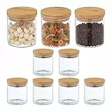 Relaxdays Vorratsgläser mit Bambusdeckel, 9er Set, kleine Vorratsdosen aus Glas, 500 ml, luftdicht, transparent/natur, 10,5 x 10 cm