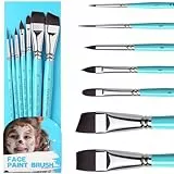 Kinderschminke Pinselset - 7 Stück hochwertige Synthetischeshaar Pinselset für Gesichtsfarben, Theaterschminke, Eulenspiegel Schminke I Face Paint Brush Set, Pinsel Makeup, Theaterschminke Pinsel