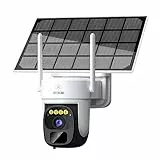 GREEMCAM 2K HD, Full Color Night Vision, Outdoor 8000mAh Battery Security Camera, 3W Solar Panel, 360° PTZ, 2.4GHz WLAN Camera with PIR Motion Sensor, 2-Way Audio, Cloud/SD Card Storage, IP66