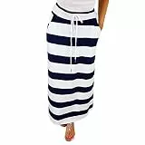 Rock Damen Lang Gestreift: Sommerrock Damen Lang Baumwolle Wickelrock Elegant Maxirock High Waist Midirock Stretch A-Linie Seitlich Rock Elegant Bleistiftrock Schmal Tüllrock Luftig Sportrock
