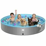 FORMIZON Faltbare Hundepool, Hundepool für Große & Kleine Hunde, rutschfest Verschleißfest Verdickt PVC Planschbecken für Hunde & Kinder, Tragbar Hundebadewanne mit 4 Flicken (160)
