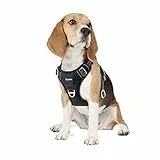 Funfox Hundegeschirr Mittelgroße Hunde [M] - Verstellbares Anti-Zug Brustgeschirr mit Griff & Reflektorstreifen, Atmungsaktives No Pull Hundegeschirr für Grosse/Kleine Hunde Outdoor Schwarz