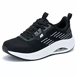 GOOBON Walkingschuhe Damen Arch Support Orthopädische Plantarfasziitis Laufschuhe Komfortabel Atmungsaktiv Sportschuhe mit Luftpolster für Plattfüße Lindert Fußkater Schwarz Weiß Size 36 EU
