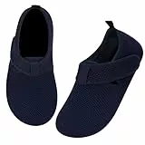 Kyopp Hausschuhe Kinder Jungen Slipper mit Gummizug, Mädchen Klettverschluss Barfussschuhe Kindergarten Rutschfest Pantoffeln mit Klittenband Kleinkinder Schuhe