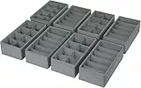 DIMJ Schubladen Organizer Schrank Organizer - 8er Set Pax Organizer, 30 x 15 x 9 cm Ordnungssystem für Kleiderschrank, Kinderkleidung, Socken, Wickelutensilien, Dunkelgrau