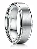 CASSIECA Ringe Herren Wolfram Ringe für Herren Silber Matt Gebürstet Eheringe Verlobungsring Partnerring Trauringe Breit 8MM Größe 66