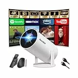 Beamer 4K Projektor Full HD 1080P【2026 Modell】 Mini Beamer mit WiFi 6 und Bluetooth 5.2, Android Tragbarer Projector 270° Dreh mit Auto Keystone für PC/HDMI/USB，mit Maus und Fernbedienung, Weiß
