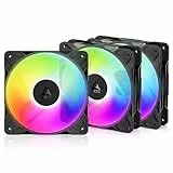 ARCTIC P12 Pro Reverse A-RGB – 3 Pack – 120 mm Premium-Lüfter mit Reverse Airflow, PWM-Lüfter mit Y-Kabelsplitter, 500-3000 rpm, 0 rpm