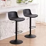 YOUNIKE Barhocker Schwarz Barstühle 2er Set, Bar Stool Höhenverstellbar Drehstuhl, Küchenstühle Tresenstuhl mit Rückenlehne, Hohe Barhocker für Bartheke Küche