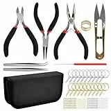 Lunaanda Schmuckherstellungs-Werkzeugset, 8 Schmuckzangen-Reparatursatz und 220 Schmuckherstellungs-Zubehörset für DIY handgefertigte Armbänder, Halsketten, Ohrringe und Schlüsselanhänger