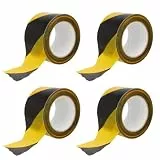 Amig - 4er-Pack Absperrband - Gelb-Schwarz aus LDPE - 200 m x 70 mm - Zur Gefahrenkennzeichnung und Warnmarkierung - Wasserfest und flexibel