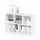 Furinno Luder Regal – Weißer Cube-Aufbewahrungsorganizer & kleines Bücherregal, offenes Regalsystem für Schlafzimmer, Wohnzimmer oder Büro, einfache Montage, 5-Cube Design, Weiß
