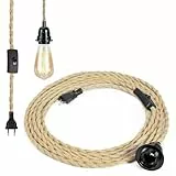 HENGBIRD Lampenfassung E27 mit Kabel 4.5m mit Schraubbeutel und Bakelithaken,Vintage Hanfseillampenfassung mit Kabel und Stecker,Diy E27 Fassung für Wohnzimmer Küche Bar, Bis 210°C Hitzebeständig